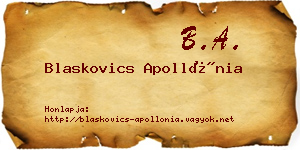 Blaskovics Apollónia névjegykártya